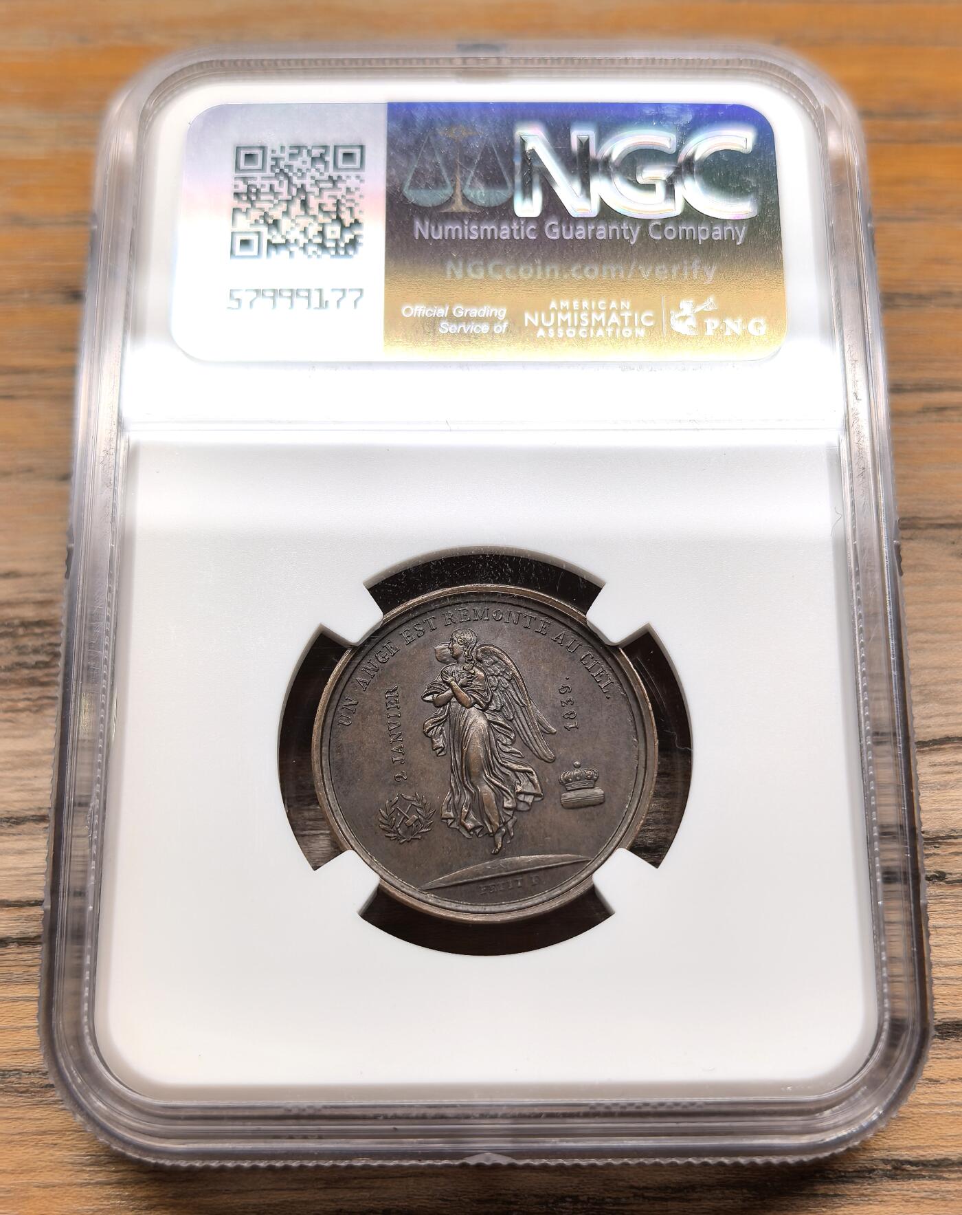 凡希社世界钱币微拍第二百八十九期 1839德国符腾堡纪念铜章NGC-MS63