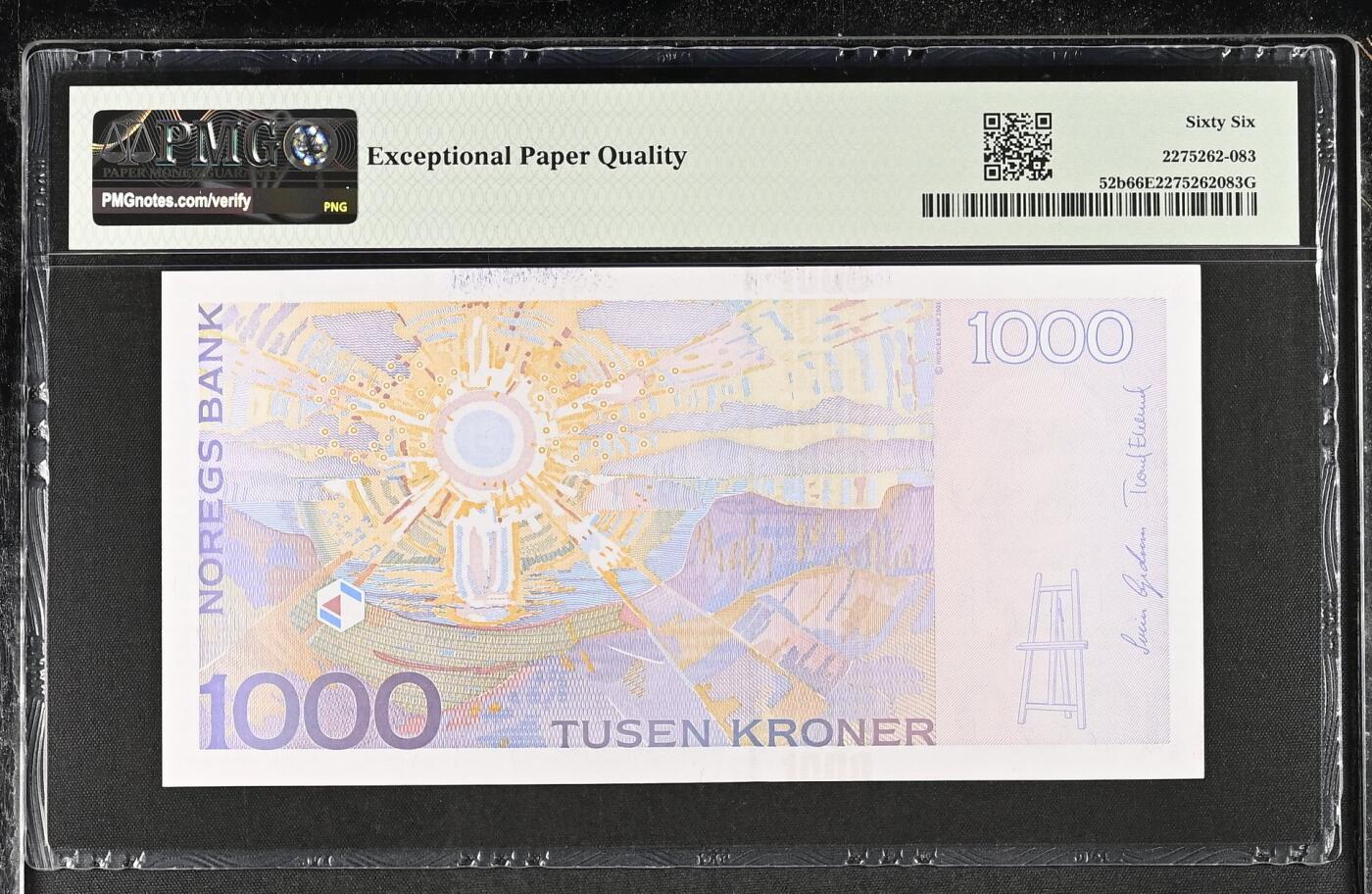收藏联盟Quantum Auction 第390期拍卖  挪威2004年1000克朗 PMG66 画家蒙克