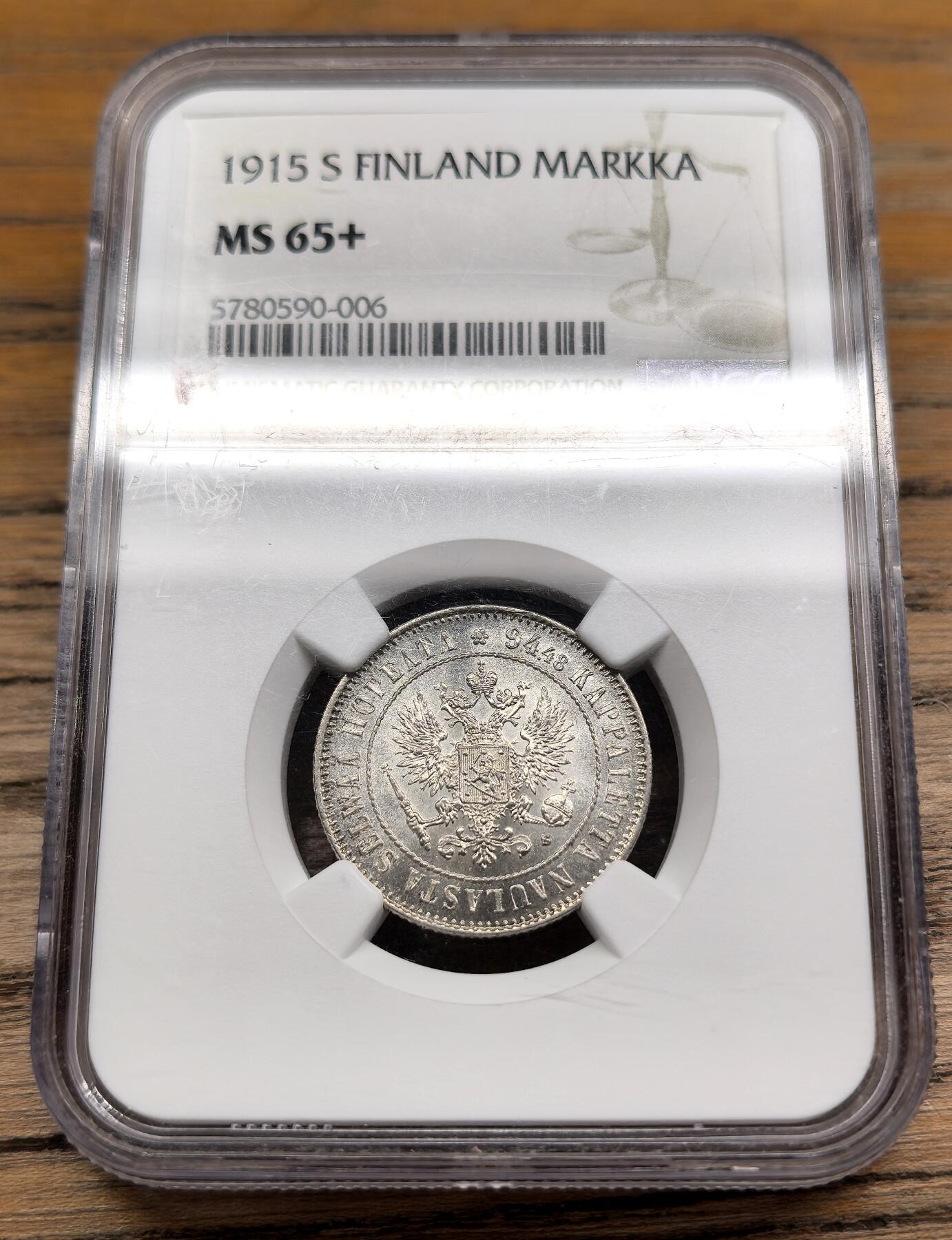 凡希社世界钱币微拍第二百八十九期 1915俄占芬兰银马克NGC-MS65+