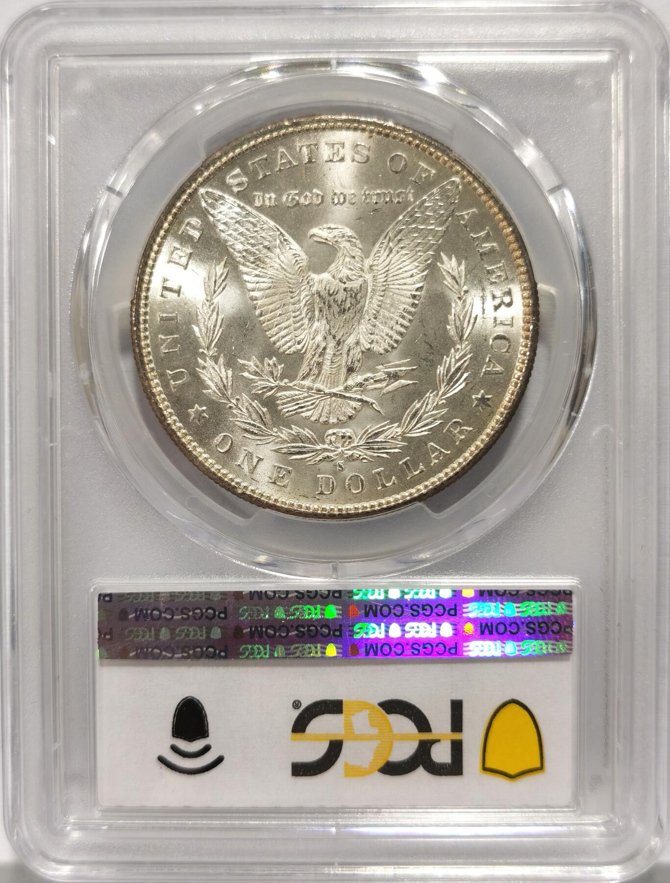 博洋堂世界钱币拍卖第099期（全场包邮） PCGS MS63 美国1880/9-S摩根大银币，少见骑字版
