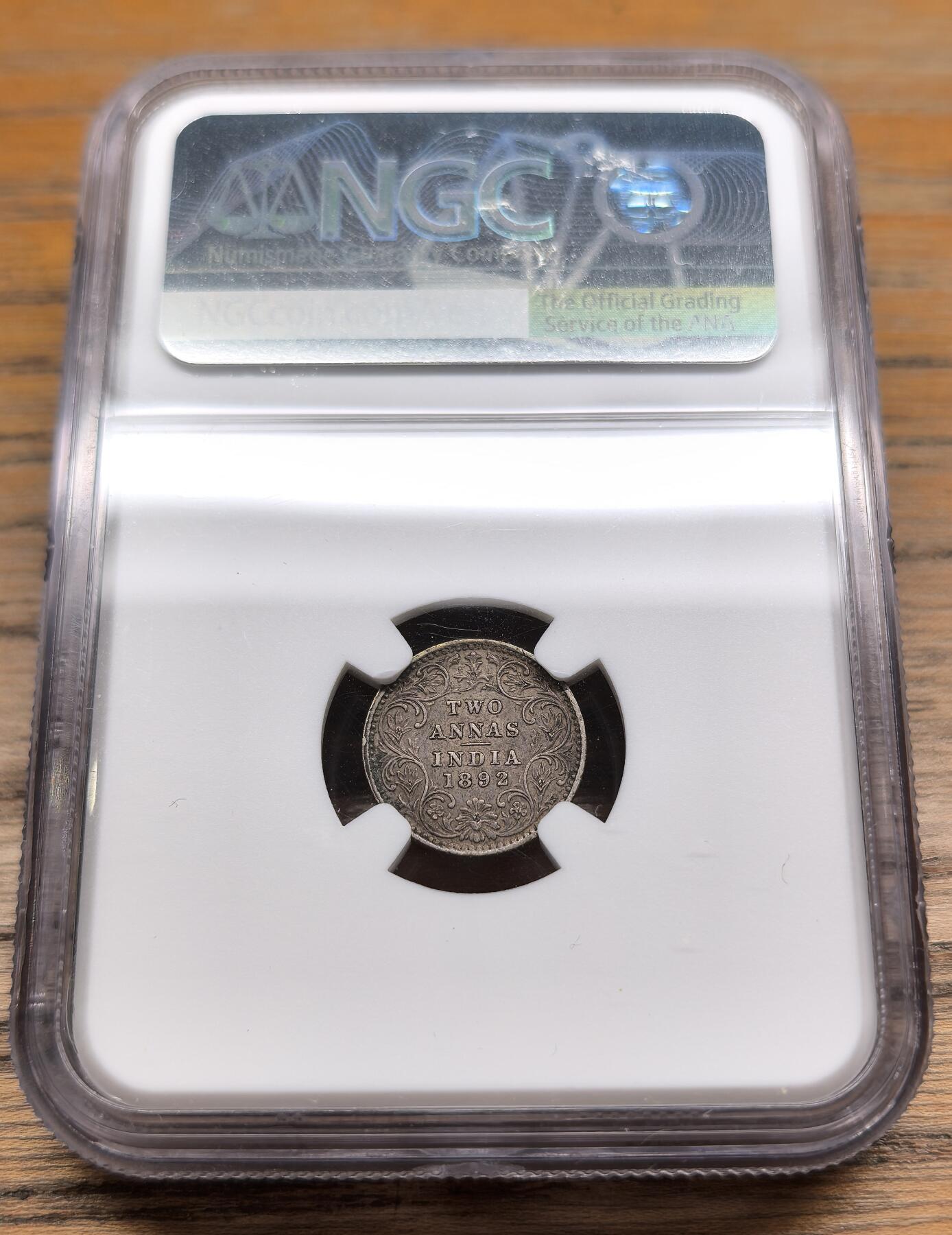 凡希社世界钱币微拍第二百八十九期 1892B英属印度2安那银币NGC-AU55