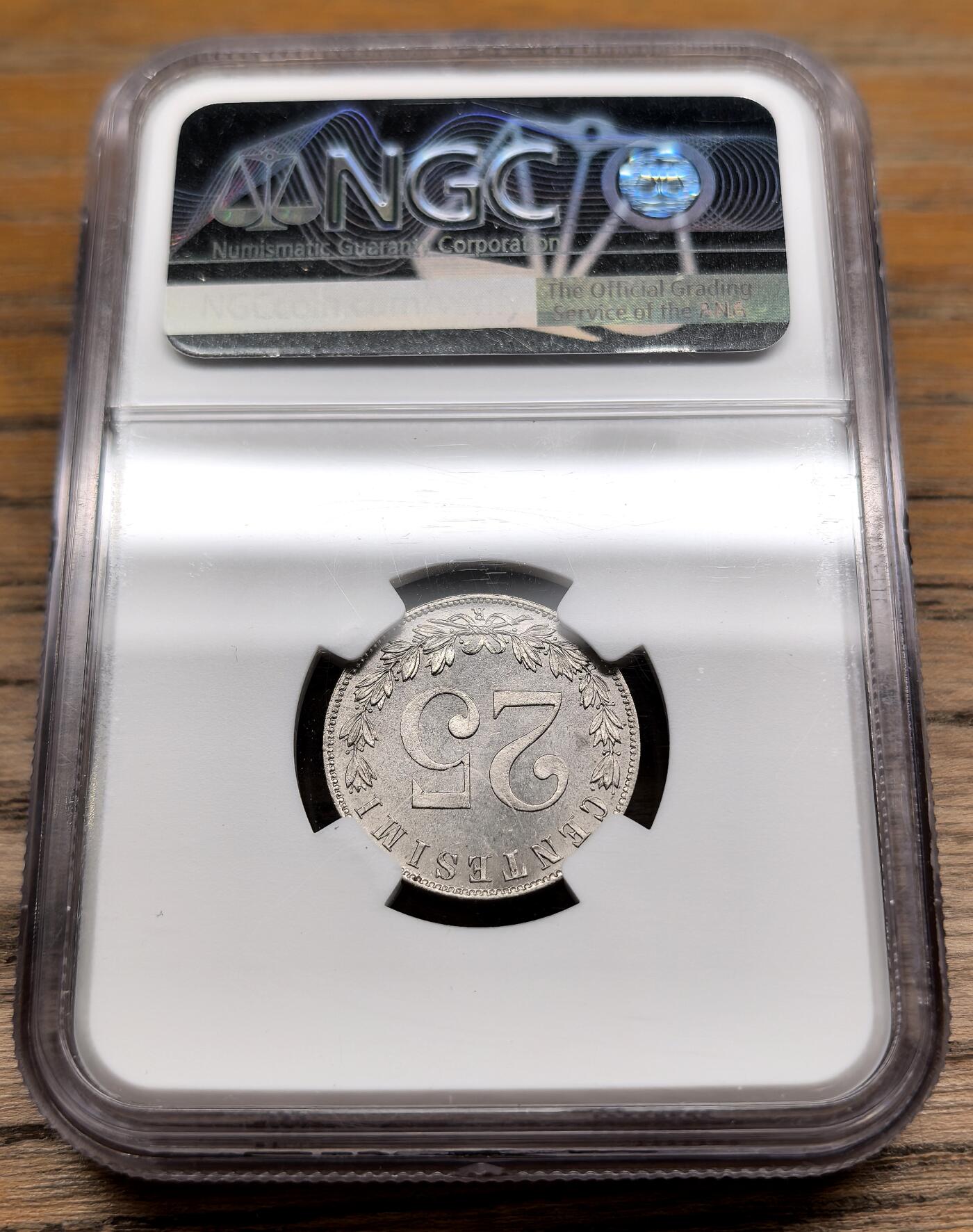 凡希社世界钱币微拍第二百八十九期 1902意大利鹰版25分NGC-UNCD