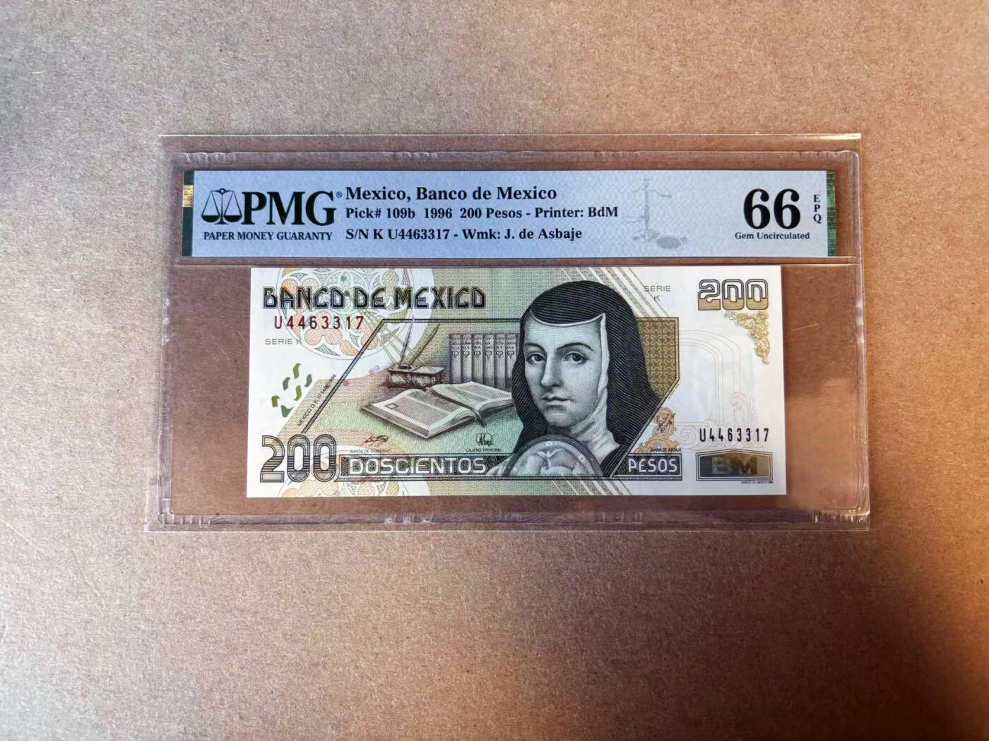 【Blue Auction】✨世界纸币精拍第575期【精】 墨西哥 1996年200比索 PMG66EPQ 