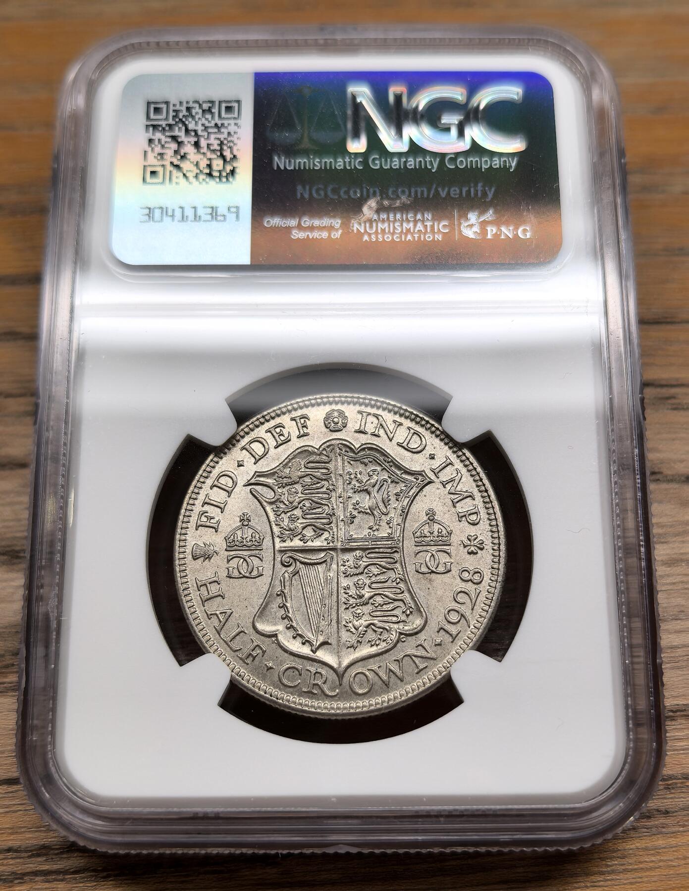 凡希社世界钱币微拍第二百八十九期 1928英国乔五1/2克朗银币NGC-MS64