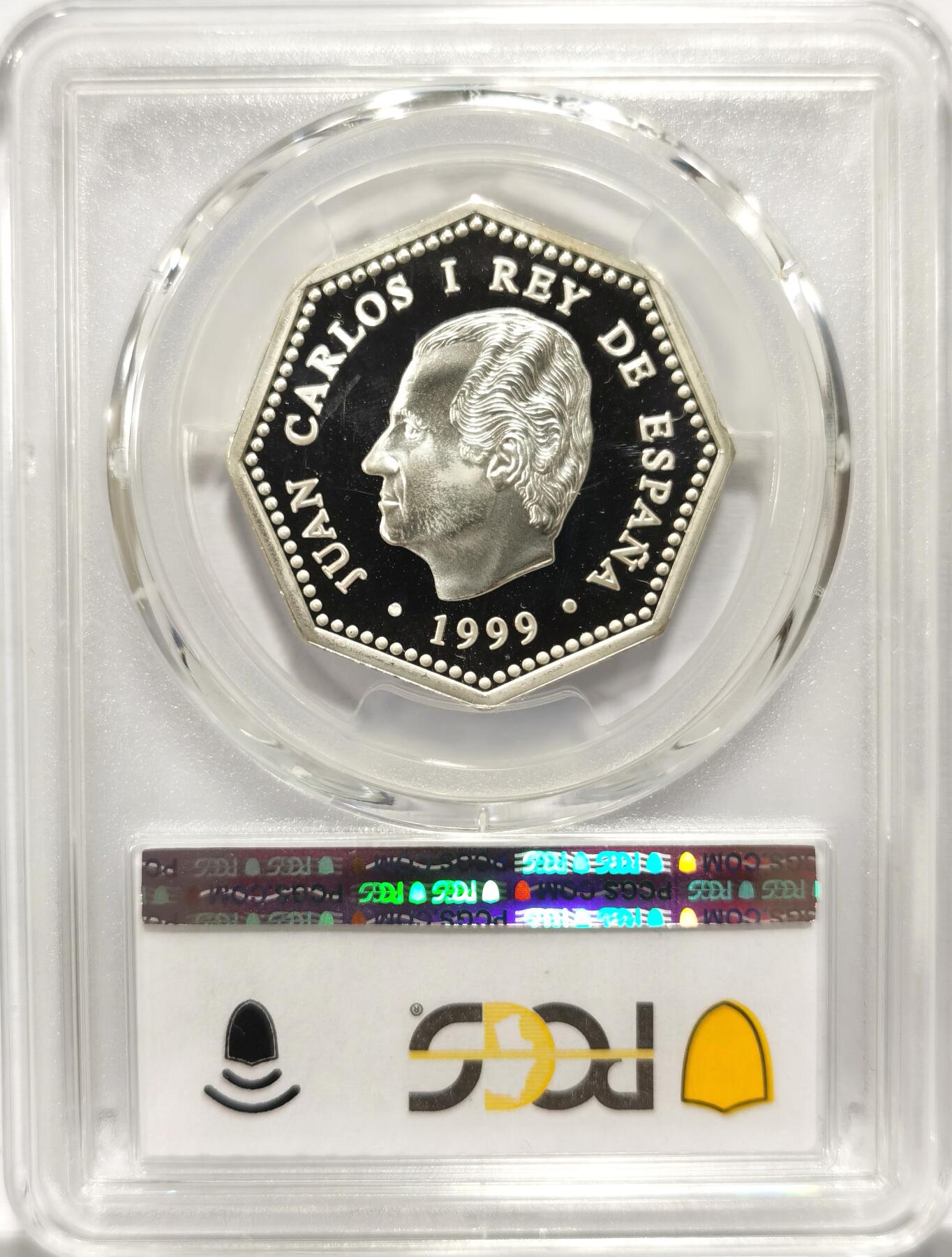 博洋堂世界钱币拍卖第099期（全场包邮） PCGS PR68DCAM 西班牙1999年千禧年1500比塞塔八边形精制银币