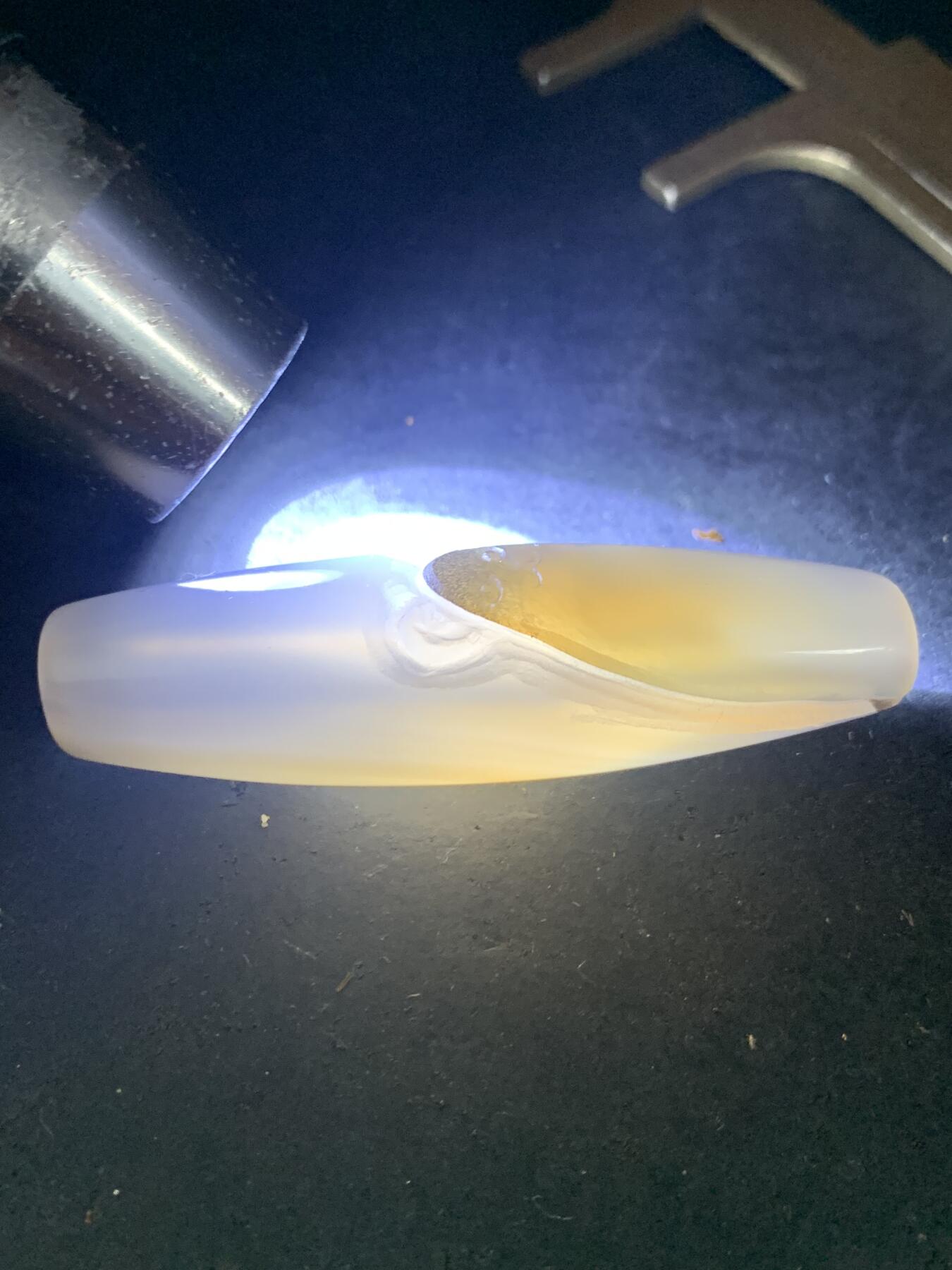精美高玉化天眼纹巴西玛瑙手工俏色巧雕龙猫大桶珠（把件）一个