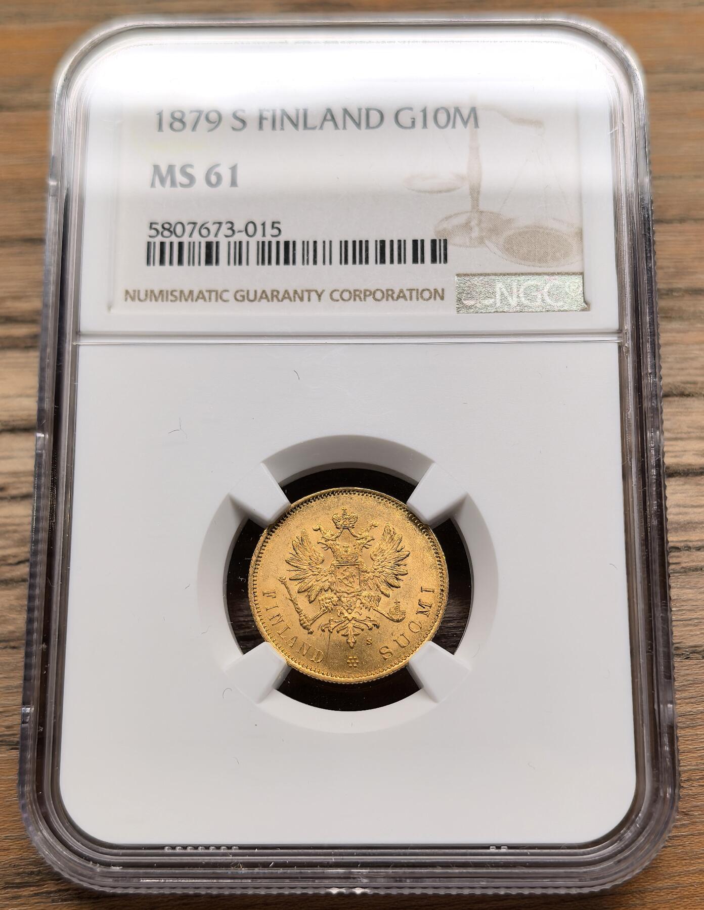 凡希社世界钱币微拍第二百八十九期 1879S俄占芬兰10马克金币NGC-MS61