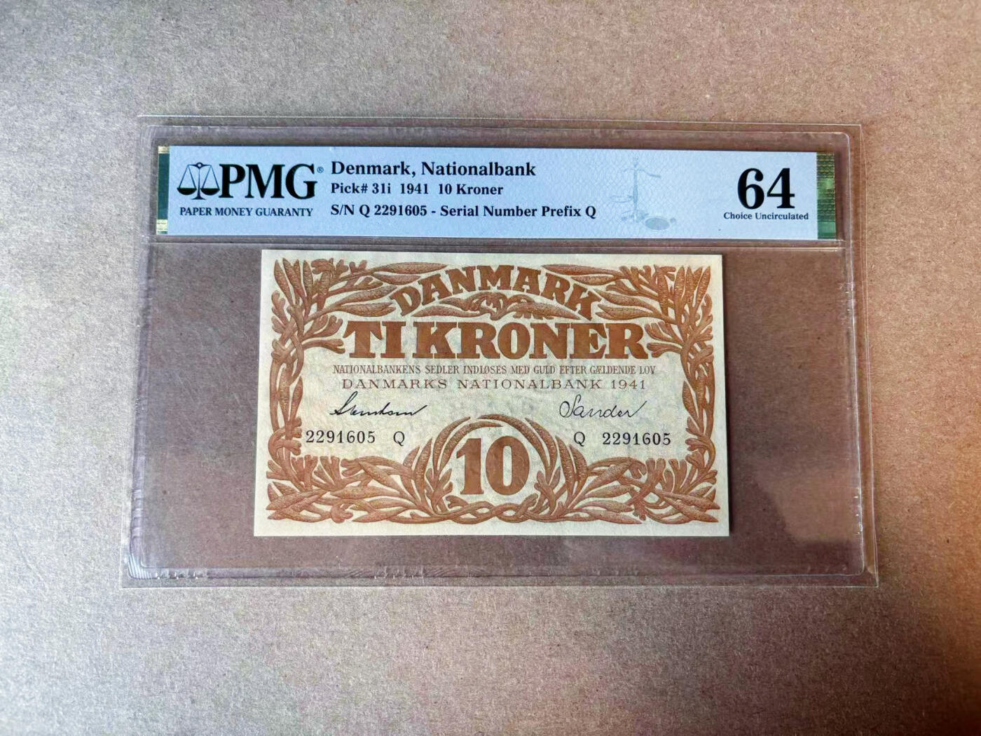 【Blue Auction】✨世界纸币精拍第575期【精】 【无47】丹麦 1941年10克朗 PMG64