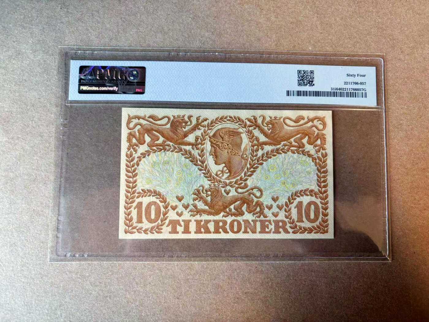 【Blue Auction】✨世界纸币精拍第575期【精】 【无47】丹麦 1941年10克朗 PMG64