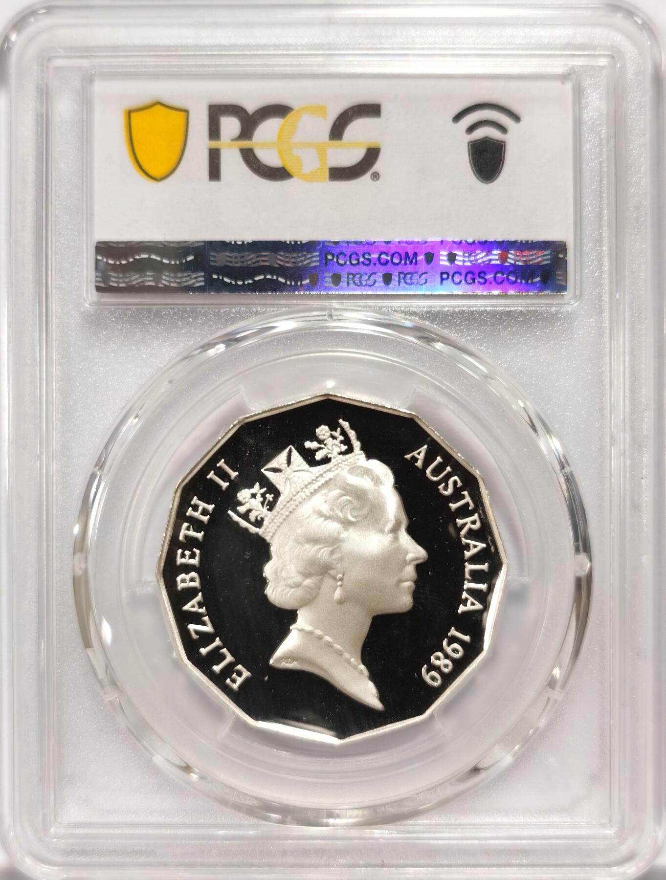 博洋堂世界钱币拍卖第130期（全场包邮） PCGS PR70DCAM 澳大利亚1989年英联邦运动会50分多边形纪念银币，冠军分！