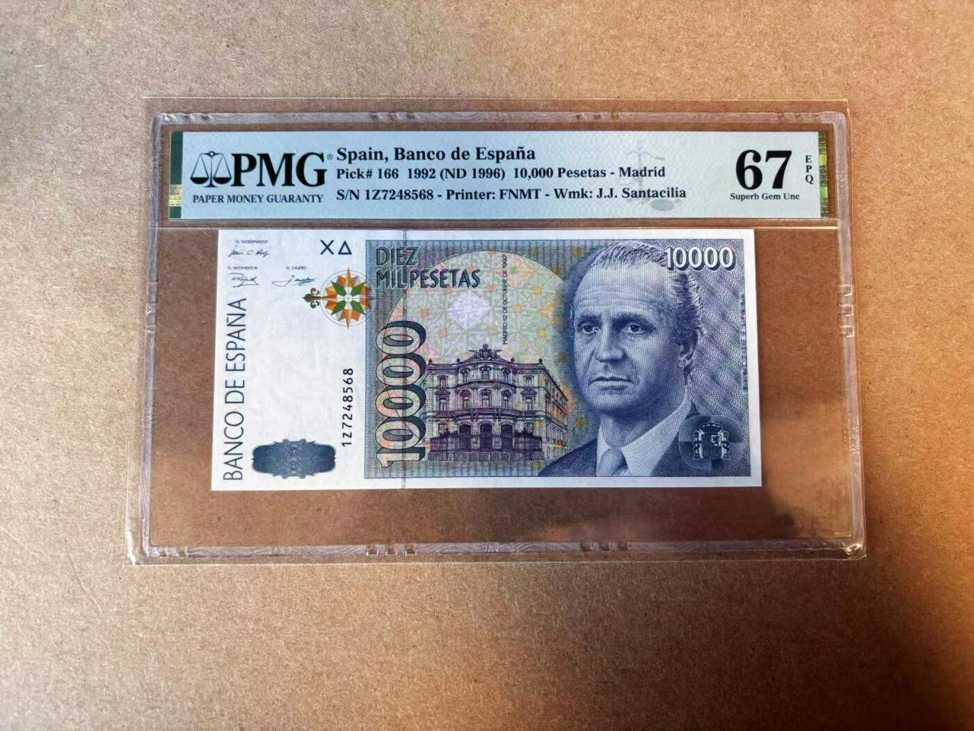 【Blue Auction】✨世界纸币精拍第575期【精】 西班牙 1992年10000比塞塔 PMG67EPQ 高分