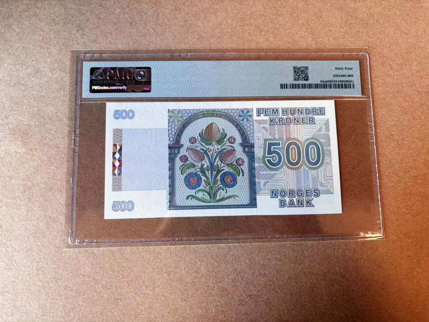 【Blue Auction】✨世界纸币精拍第575期【精】 挪威 1991年500克朗 PMG64 设计精美 拼贴画