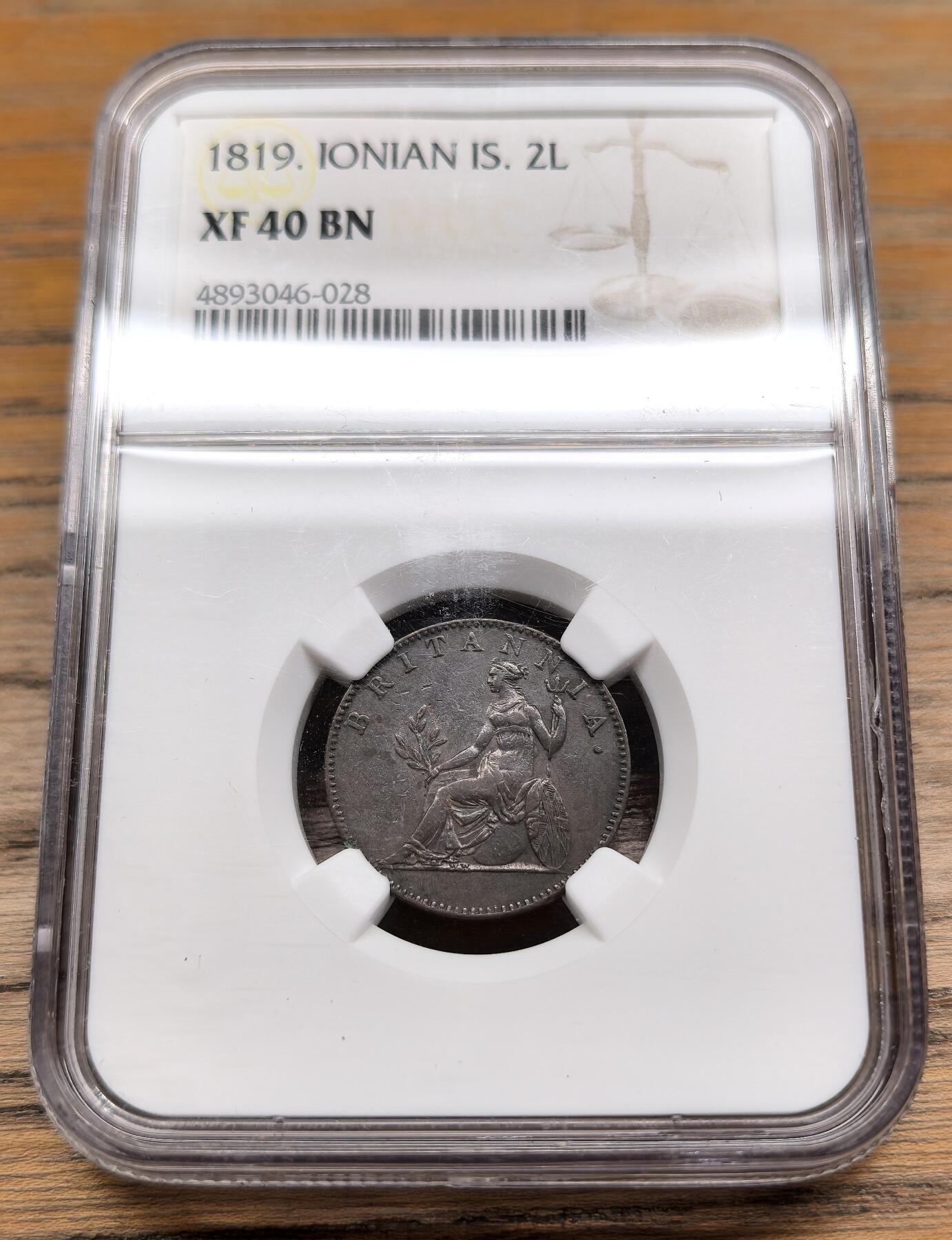 凡希社世界钱币微拍第二百八十九期 1819爱奥尼亚2L铜币NGC-XF40