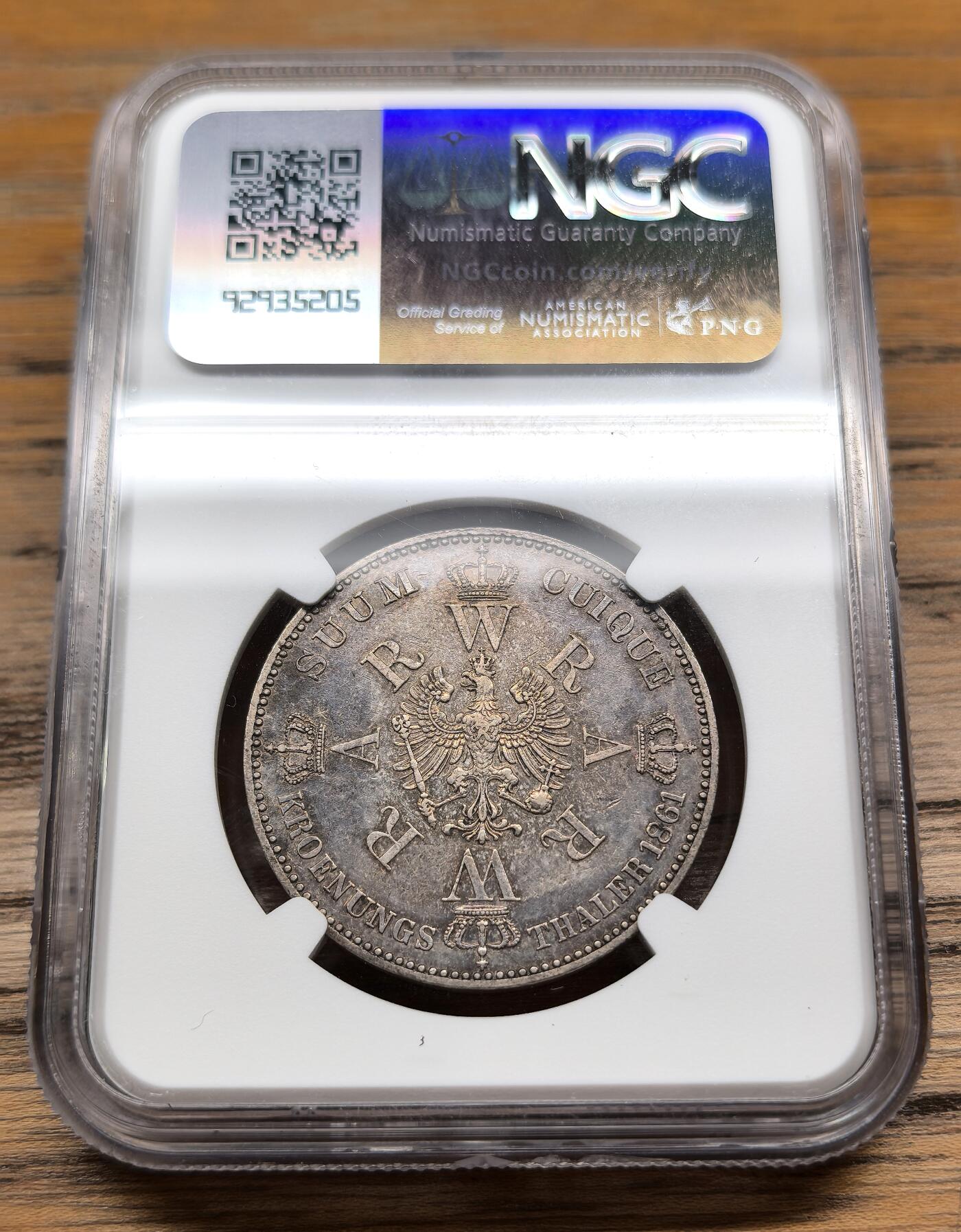 凡希社世界钱币微拍第二百八十九期 1861德国普鲁士毛衣泰勒NGC-AUD