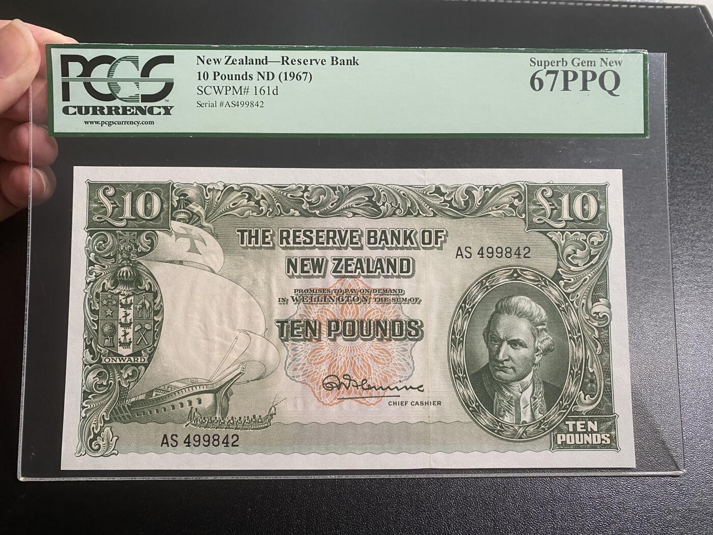 【纸迷金醉】精品纸币第2场 新西兰 1967年10镑 PCGS67PPQ 