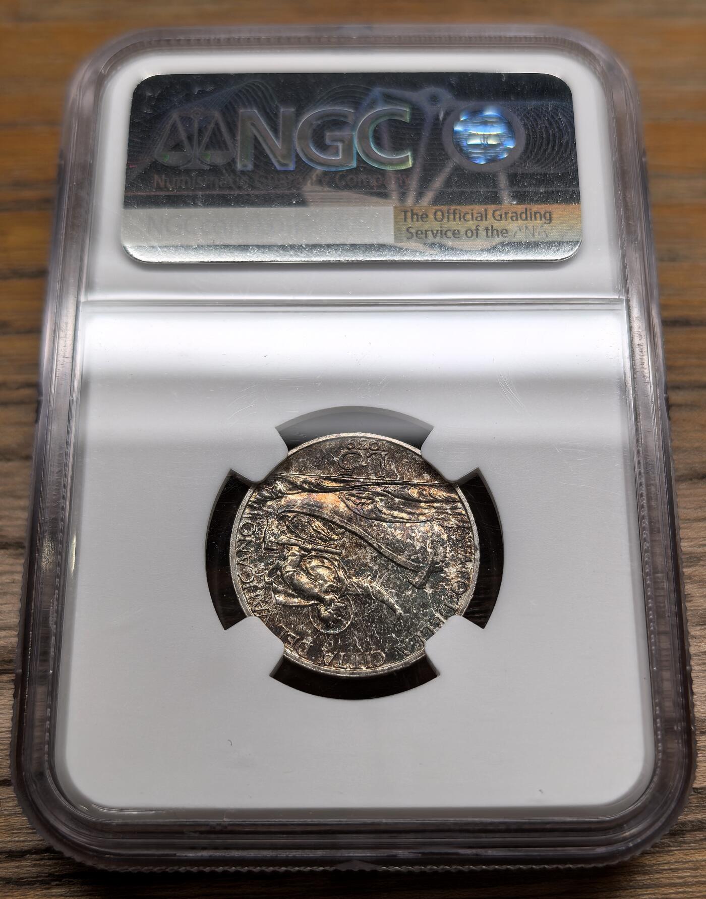 凡希社世界钱币微拍第二百八十九期 1939梵蒂冈5里拉银币NGC-MS64