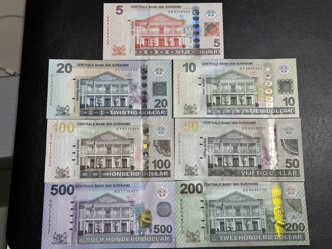 《外钞收藏家》第四百三十七期 苏里南新版纸币全套 含200、500盾最高值 全新UNC