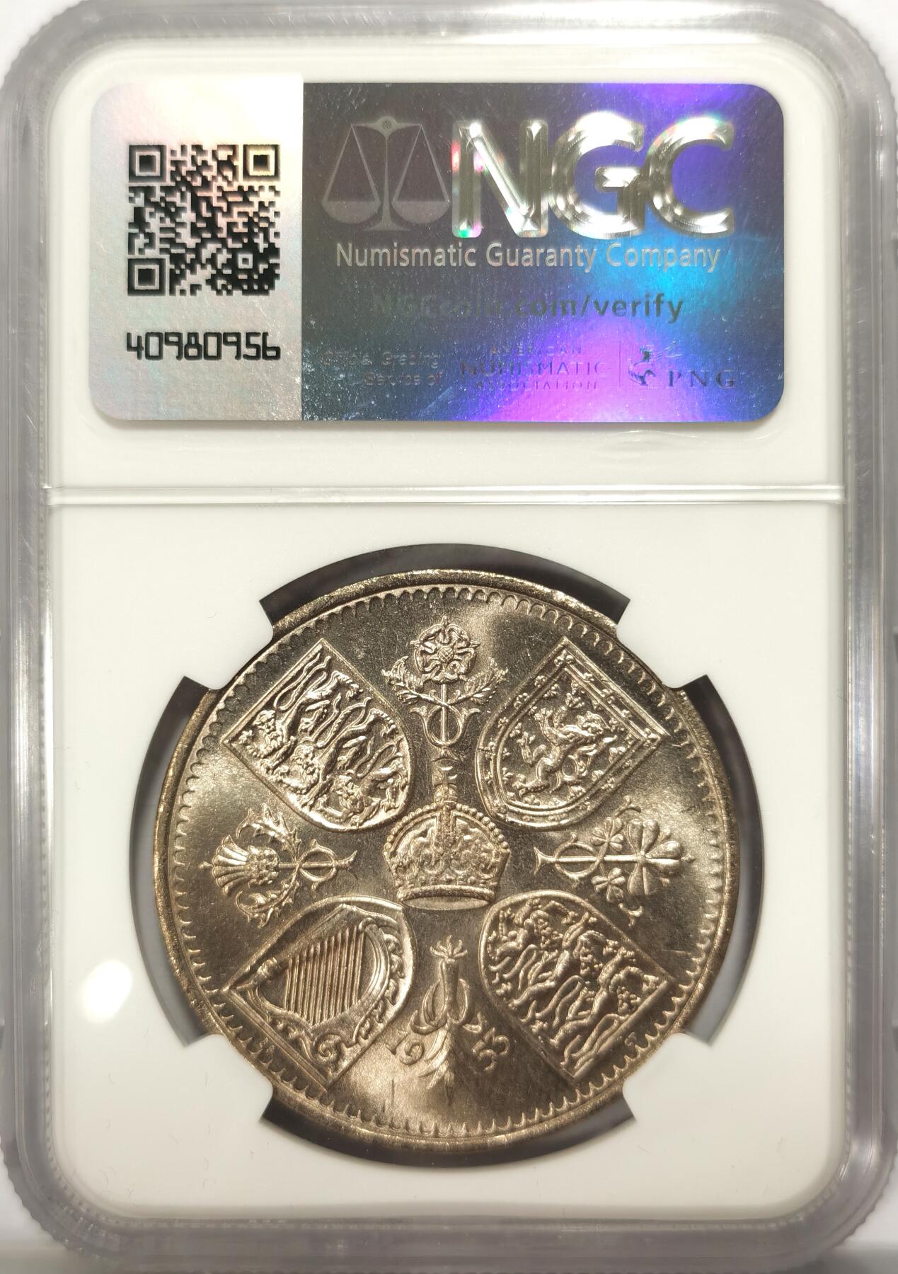 博洋堂世界钱币拍卖第099期（全场包邮） NGC MS66 英国1953年伊丽莎白二世登基纪念克朗，少见高分
