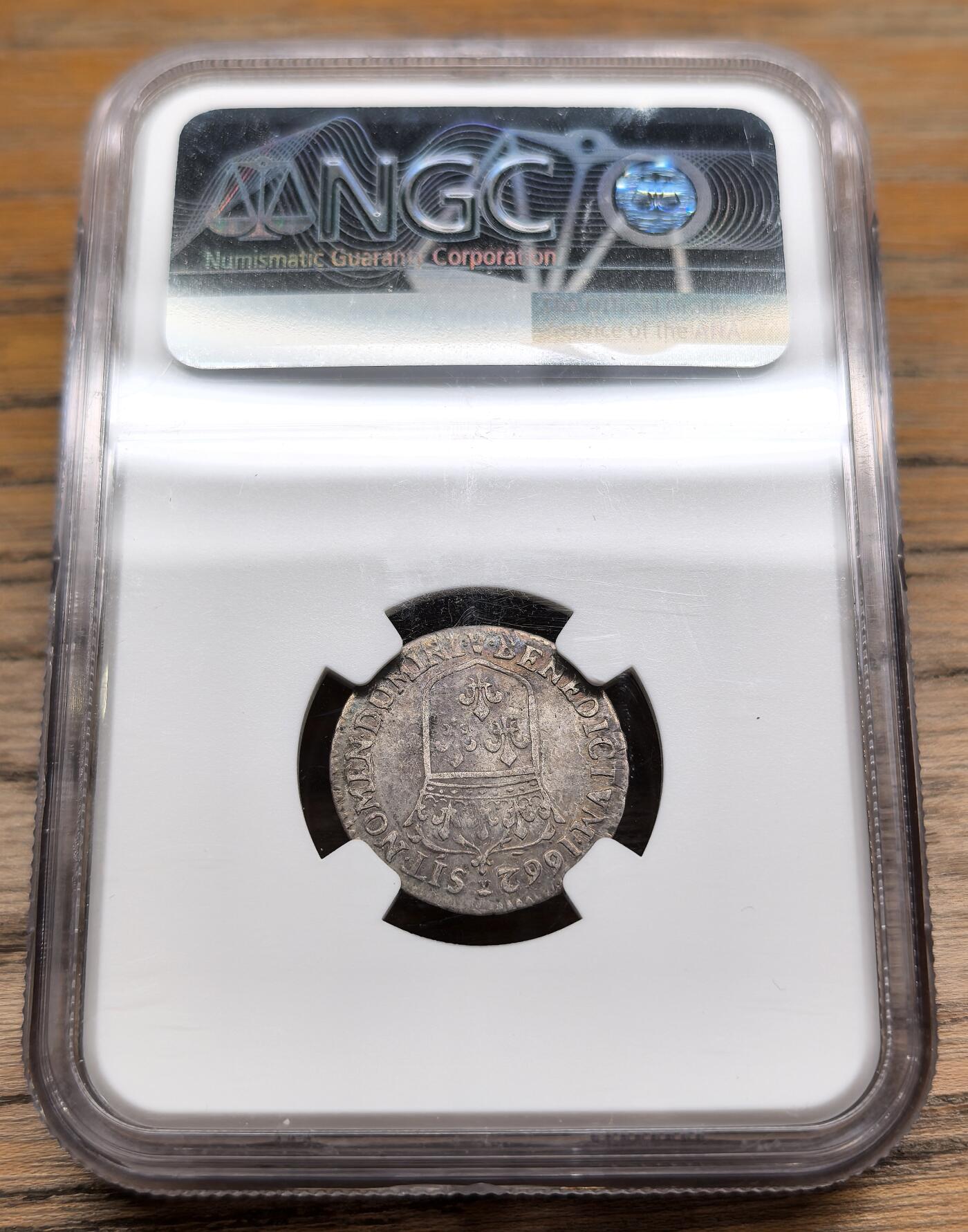 凡希社世界钱币微拍第二百八十九期 1662A法国路易十四1/12埃居NGC-XF40