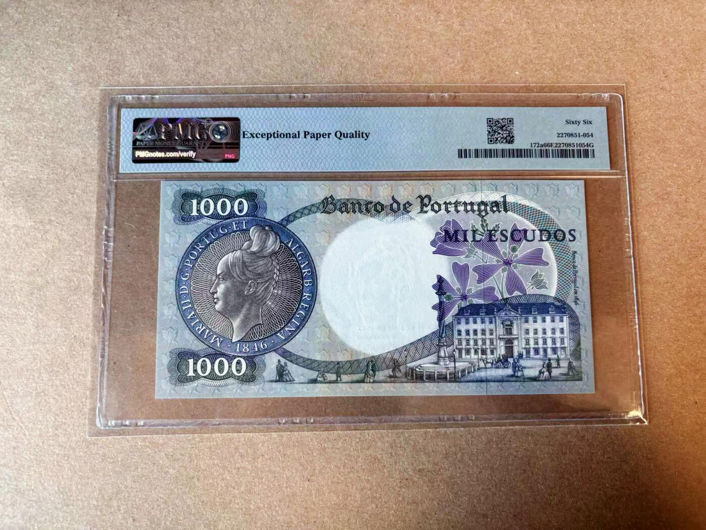 【Blue Auction】✨世界纸币精拍第575期【精】 葡萄牙 1967年1000埃斯库多 PMG66EPQ 