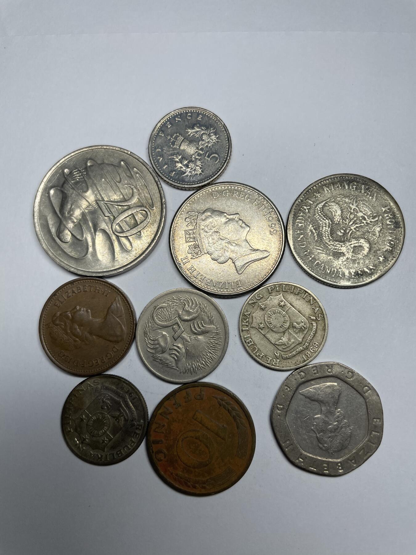 每日一拍，2024年集古藏今外币拍卖第十七期-第9场—（总第169拍），可以寄存60天，满160元包邮。 各国散币10枚