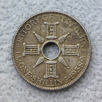 新几内亚1938年乔治六世1先令银币 - 新几内亚1938年乔治六世1先令银币