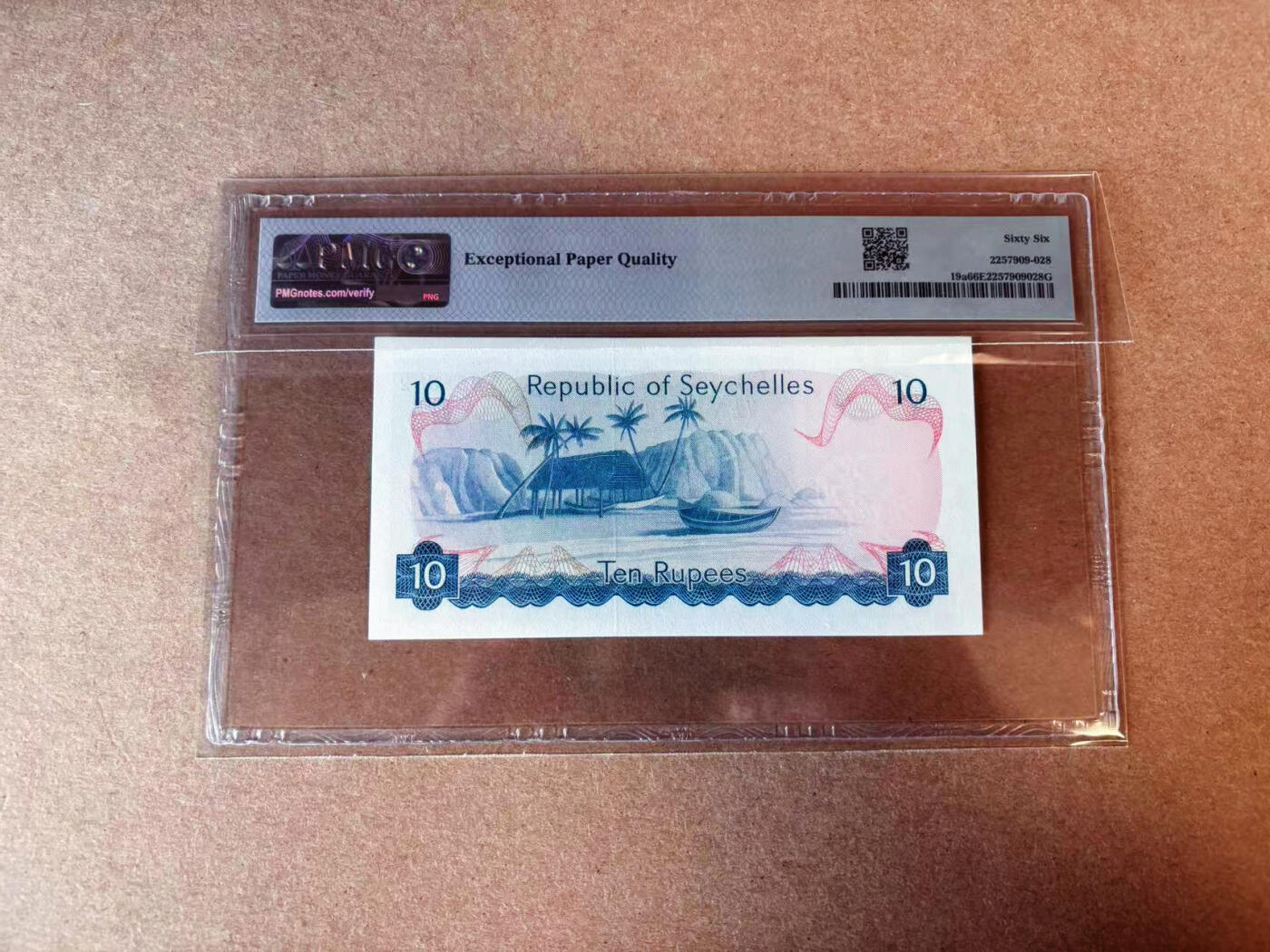 【Blue Auction】✨世界纸币精拍第576期【精】 【A/1冠无47】塞舌尔 1976年10卢比 PMG66EPQ 
