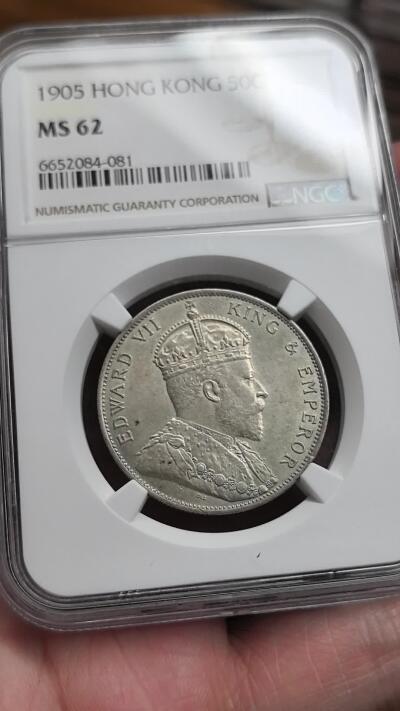 凡希社世界钱币微拍第二百八十九期 1905香港爱德华七世半圆银币NGC-MS62(视频参考)