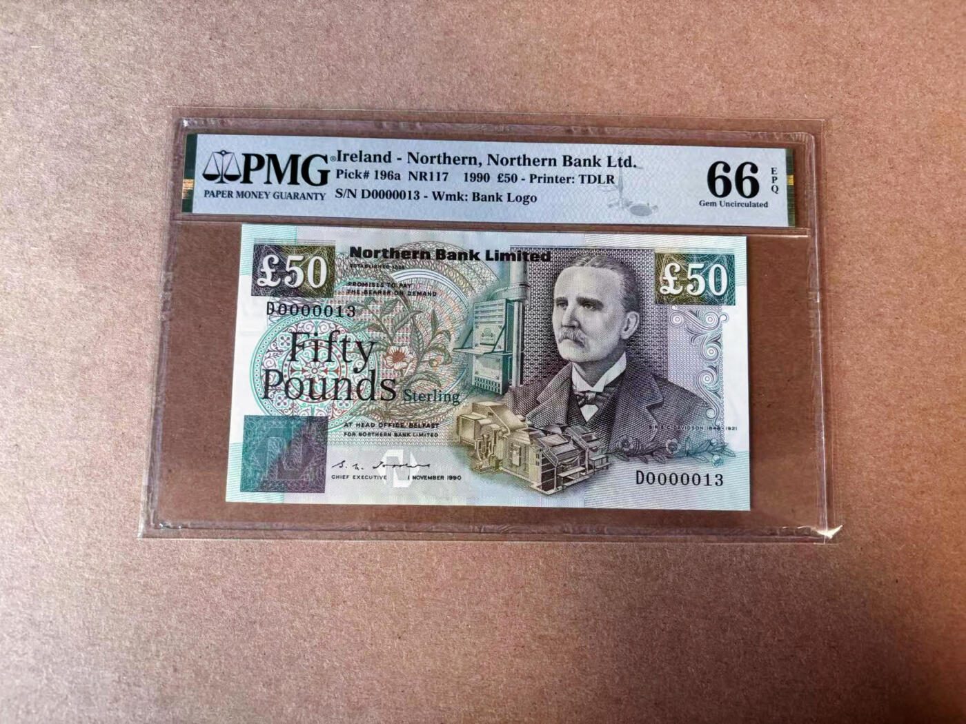 【Blue Auction】✨世界纸币精拍第576期【精】 【13小号】北爱尔兰 1990年50镑 PMG66EPQ 