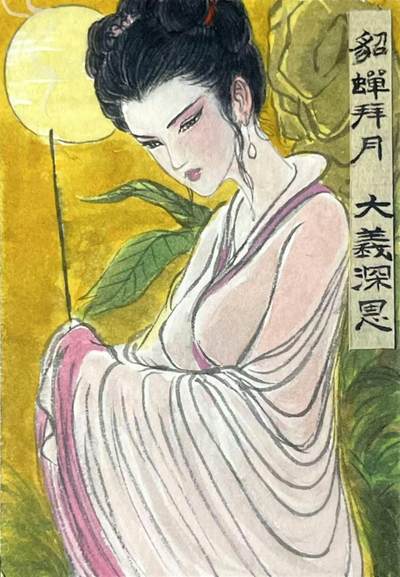 寒风凛冽，清风做伴，卡风来袭 - 权迎东手绘卡，吕布的小迷妹，无数男人的幻想娇妻貂蝉！