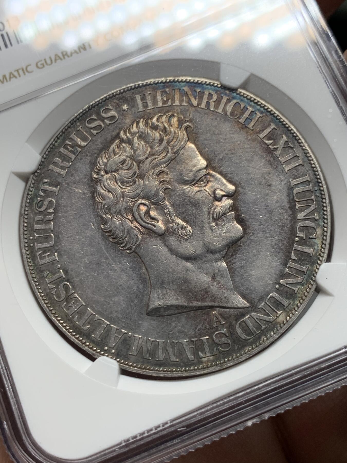《竞宝斋》第326场 周日，周一，2场连拍 （全场包邮） 唯一 冠军分 NGC MS61 德国 1844年 罗斯纹章2泰勒 37克的大银币 发行量仅3000枚 小邦顶级品种 值得收藏