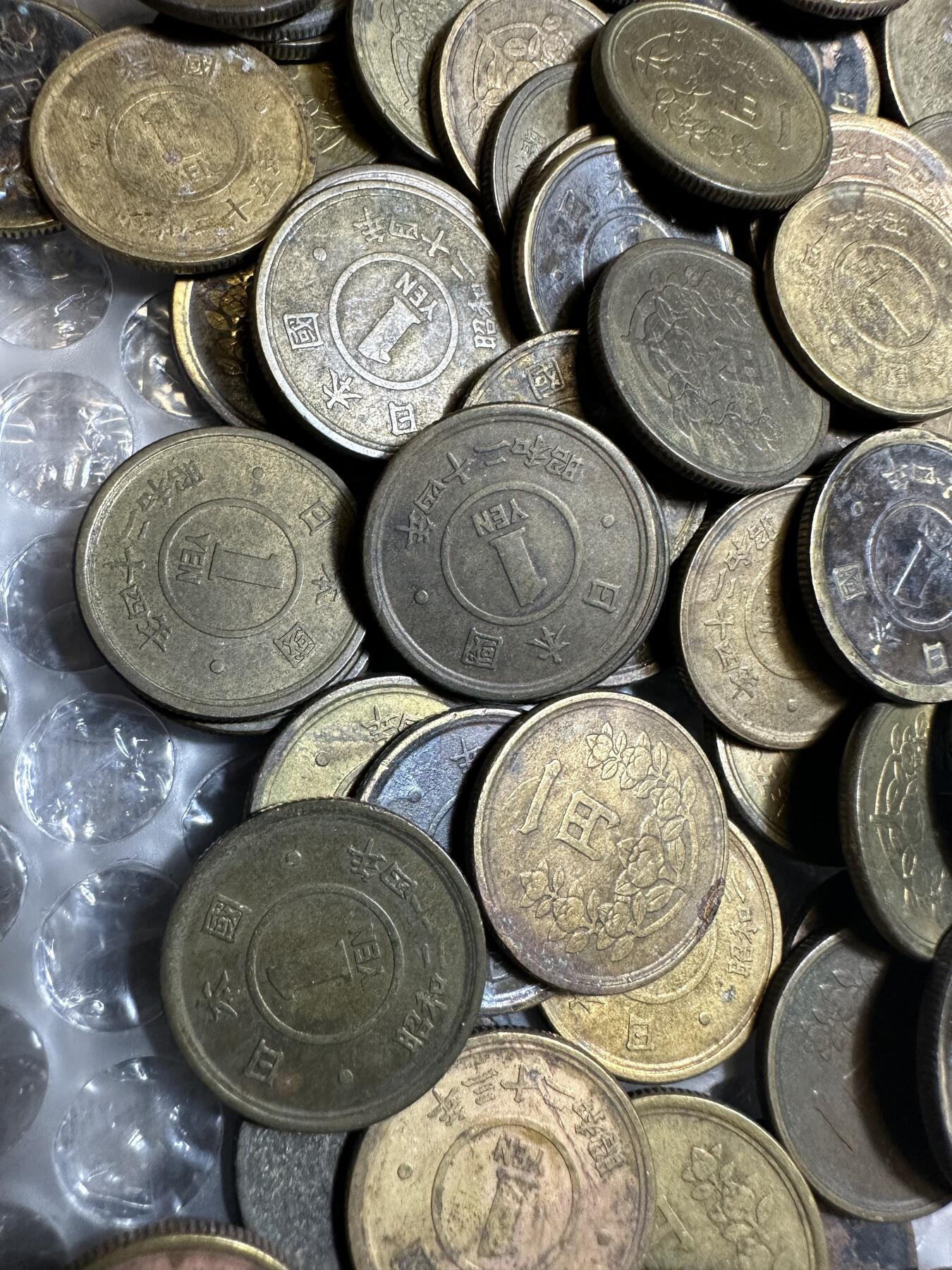 批量日本钱币，章 日本昭和时期黄铜一円87枚