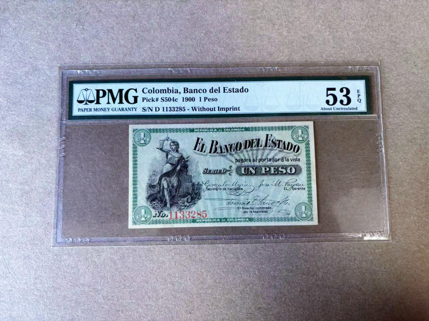 【Blue Auction】✨世界纸币精拍第576期【精】 【无47】哥伦比亚 1900年1比索 PMG53EPQ 
