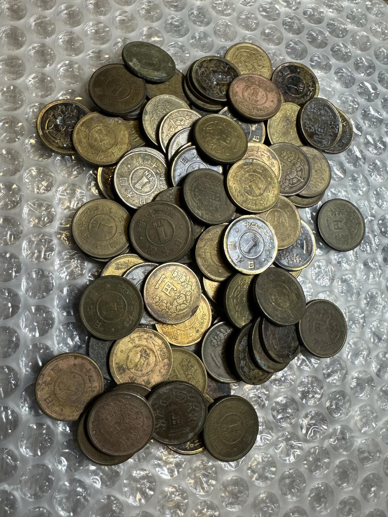 批量日本钱币，章 日本昭和时期黄铜一円87枚