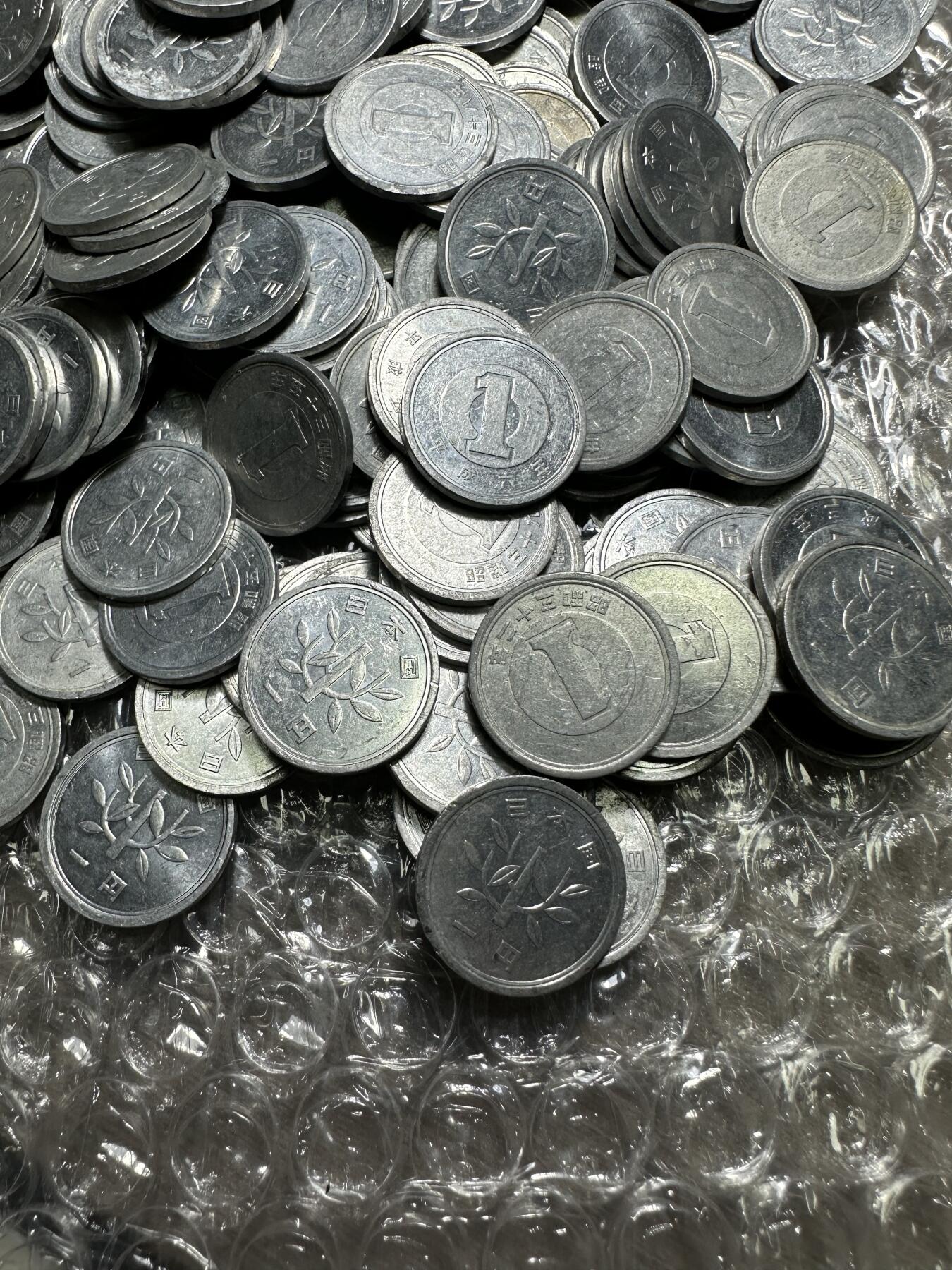 批量日本钱币，章 日本明治时期一円铝币200枚，大部分原光