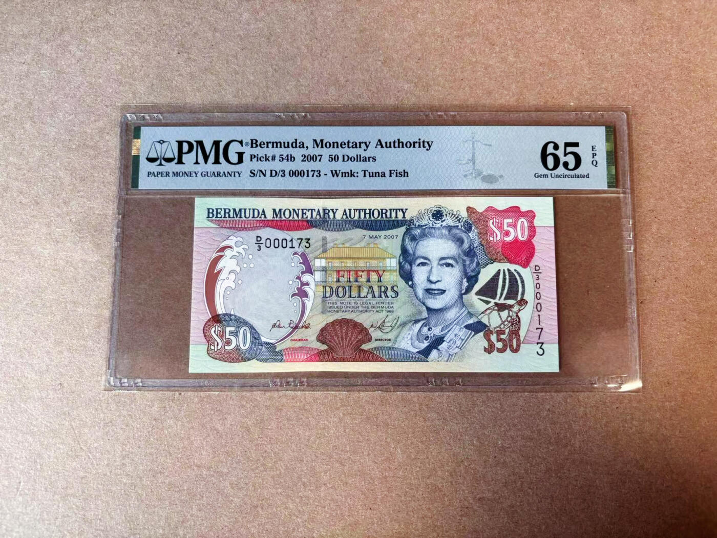 【Blue Auction】✨世界纸币精拍第576期【精】 【173小号】百慕大 2007年50元 女王 PMG65EPQ 