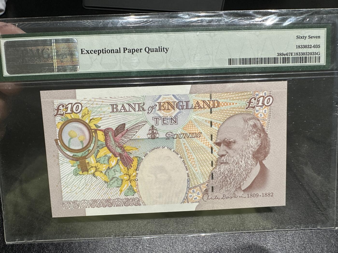 《外钞收藏家》第四百三十八期（连拍场） 2000年英国E序列10镑 PMG67 无47