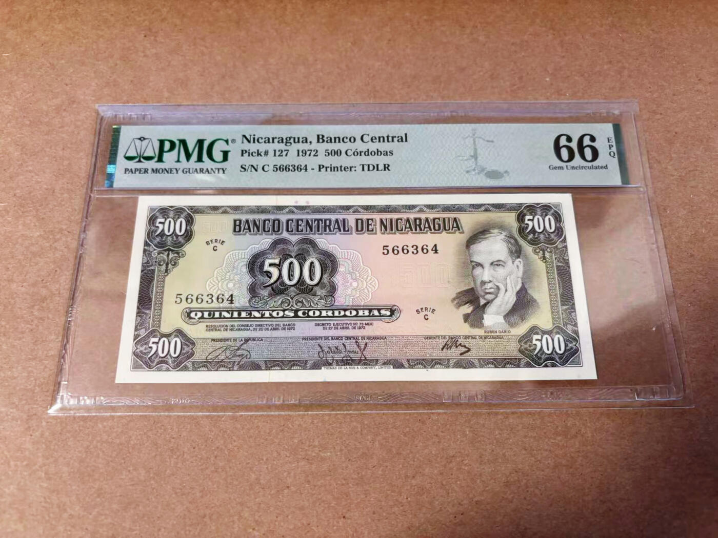 【Blue Auction】✨世界纸币精拍第577期【精】 尼加拉瓜 1972年500科多巴 PMG66EPQ 