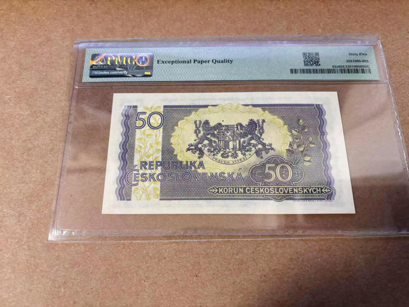 【Blue Auction】✨世界纸币精拍第577期【精】 捷斯 1945年50克朗 PMG65EPQ 样钞