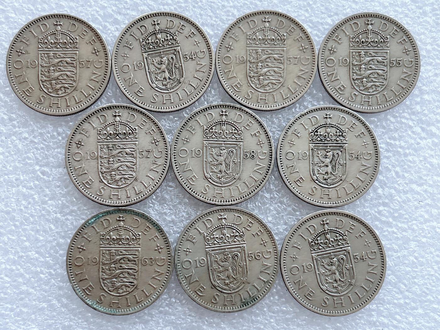第一海外回流一元起拍收藏 散集专场 第137期. 英国1先令 两个版本10枚