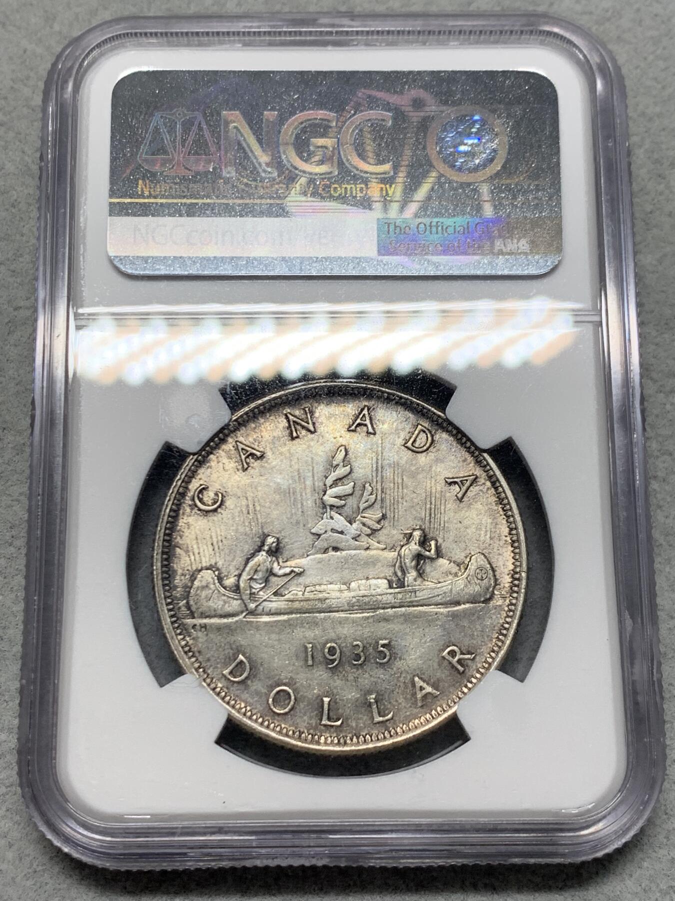《竞宝斋》第327场 周日，周一，2场连拍 （全场包邮） NGC UNCD 加拿大1935年乔治五世1加元银币