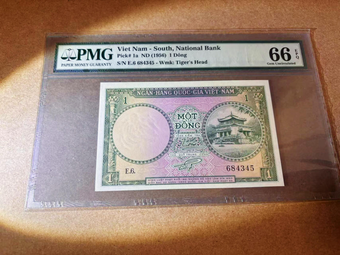 【Blue Auction】✨世界纸币精拍第577期【精】 南越 1956年1盾 PMG66EPQ 