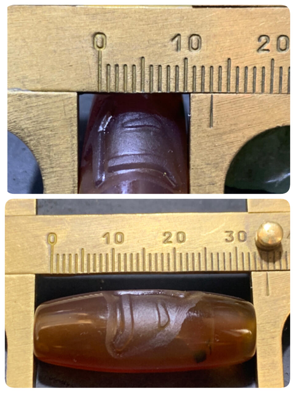 精美亚光高玉化巴西玛瑙手工俏色巧雕仁字桶珠一个