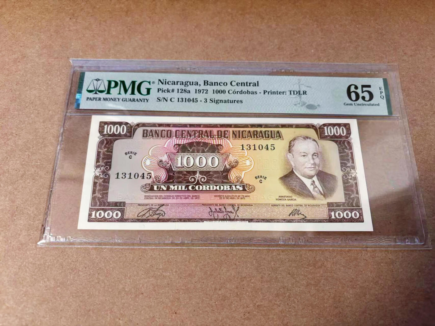 【Blue Auction】✨世界纸币精拍第577期【精】 尼加拉瓜 1972年1000科多巴 PMG65EPQ 