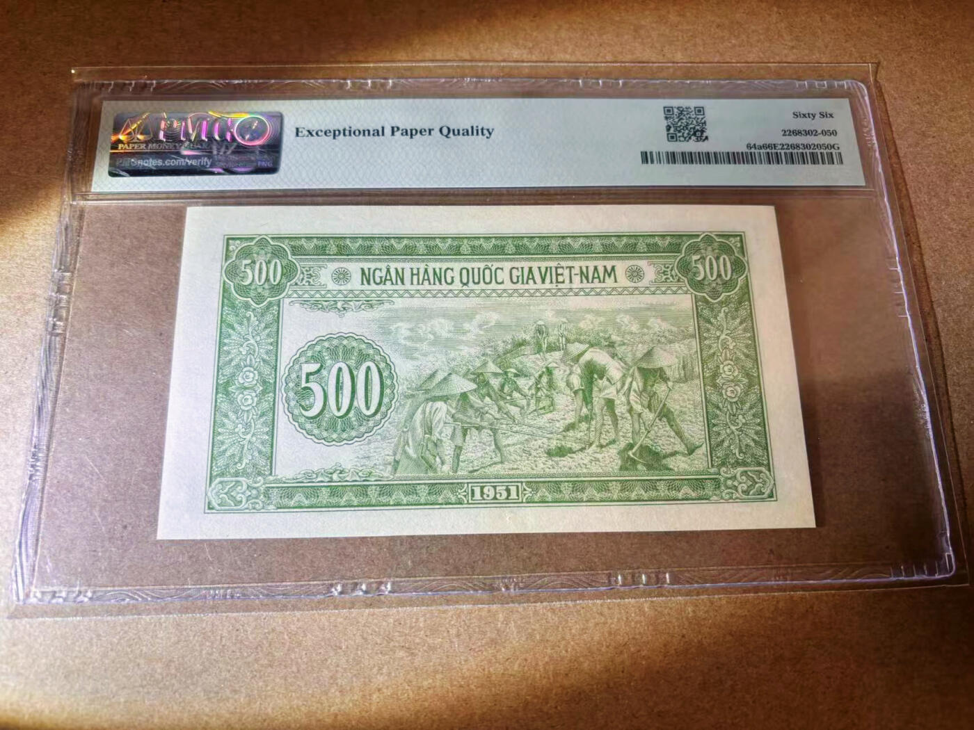 【Blue Auction】✨世界纸币精拍第577期【精】 越南 1951年500盾 PMG66EPQ 胡志明