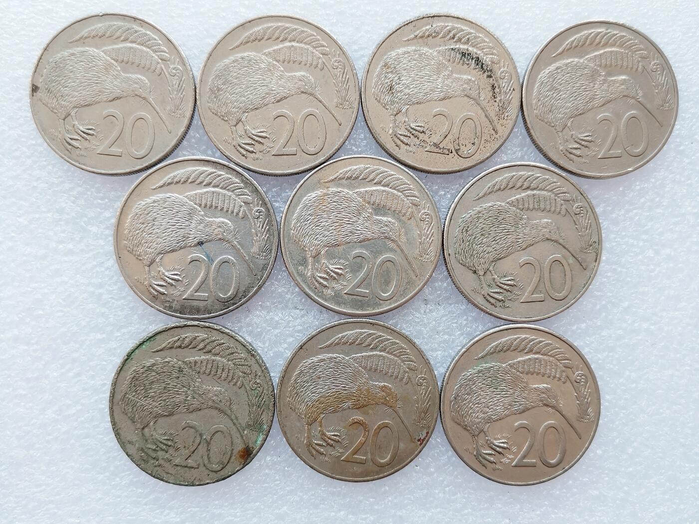 第一海外回流一元起拍收藏 散集专场 第138期 新西兰1987年几维鸟20分 10枚