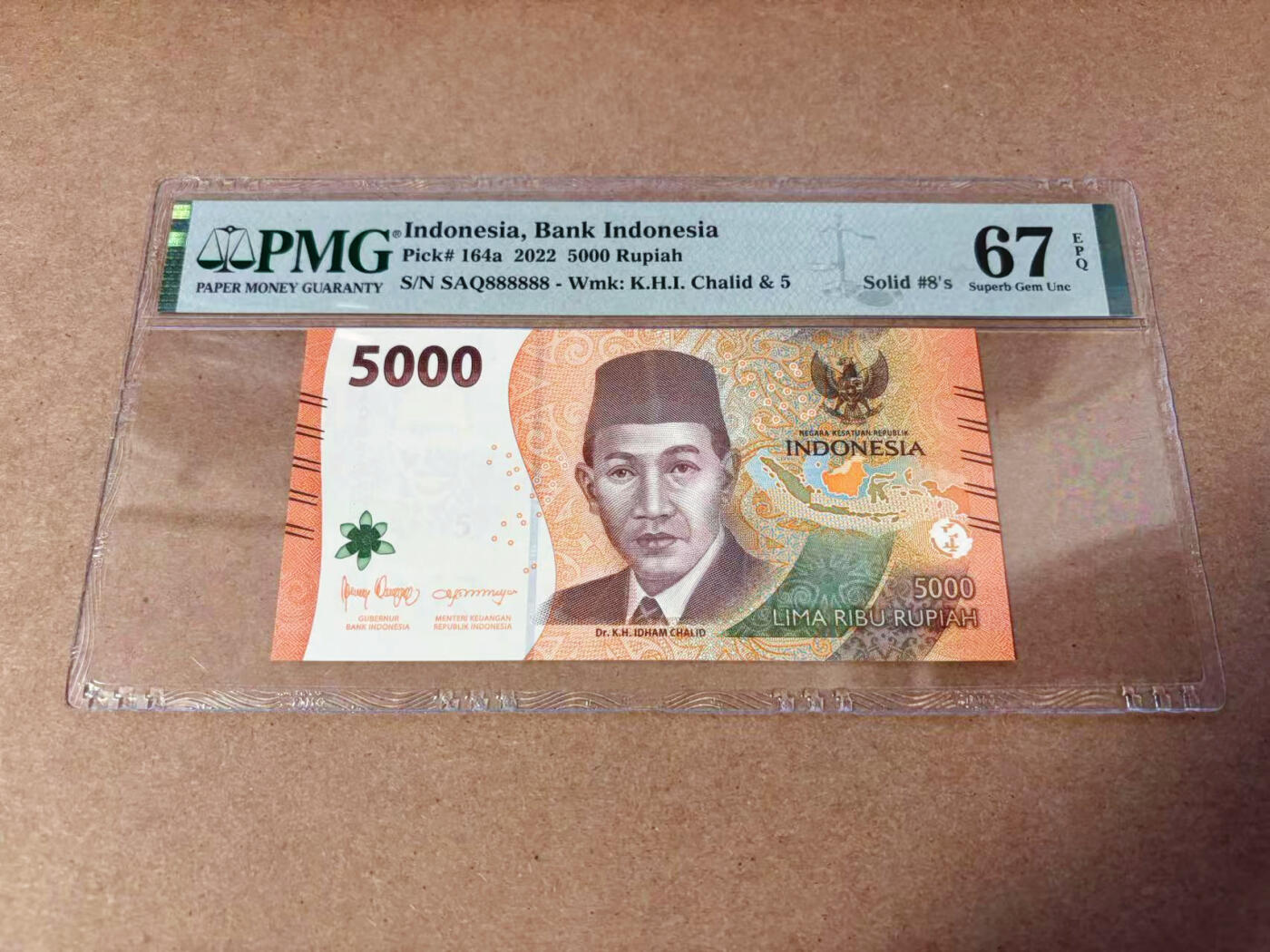 【Blue Auction】✨世界纸币精拍第577期【精】 【全同8】印尼 2022年5000卢比  PMG67EPQ 高分