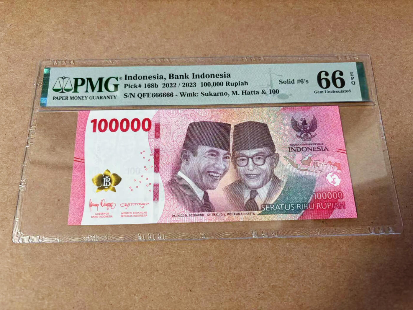 【Blue Auction】✨世界纸币精拍第577期【精】 【全同6】印尼 2022年10万卢比   PMG66EPQ
