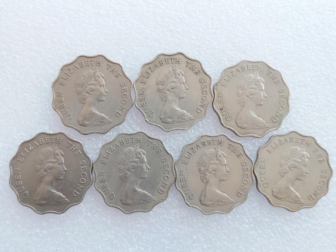 第一海外回流一元起拍收藏 散集专场 第138期 香港1975年两元硬币 7枚 花边花冠