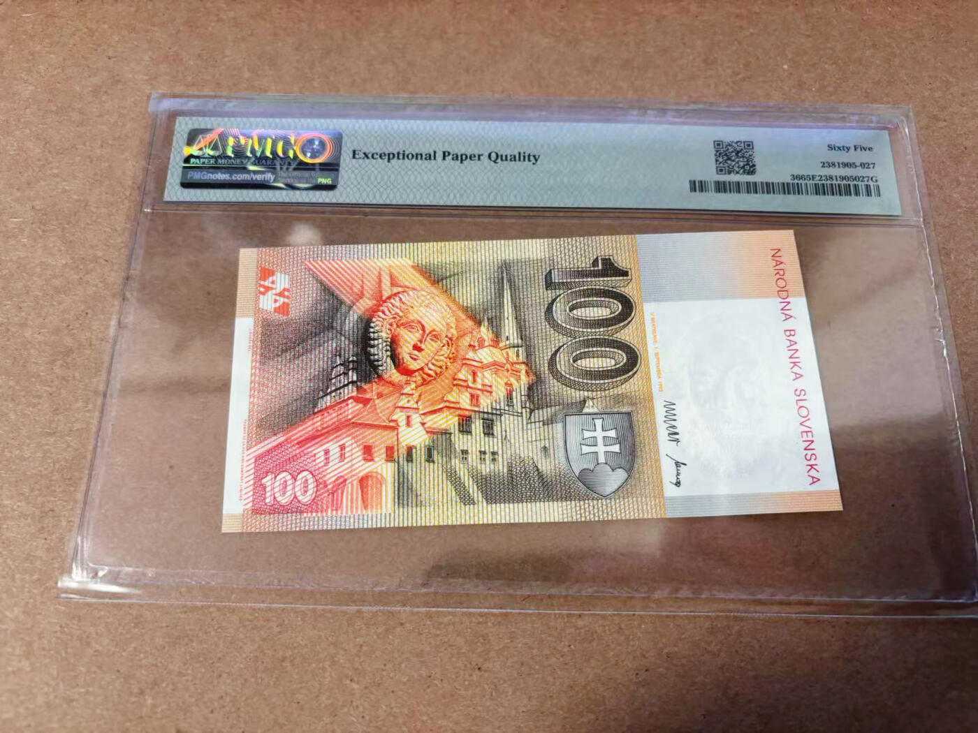 【Blue Auction】✨世界纸币精拍第577期【精】 【A冠无47】斯洛伐克 2000年100克朗 PMG65EPQ 纪念钞